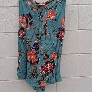 Market & Spruce‎ Floral Tank Top Sleeveless Button Up Blouse 1X